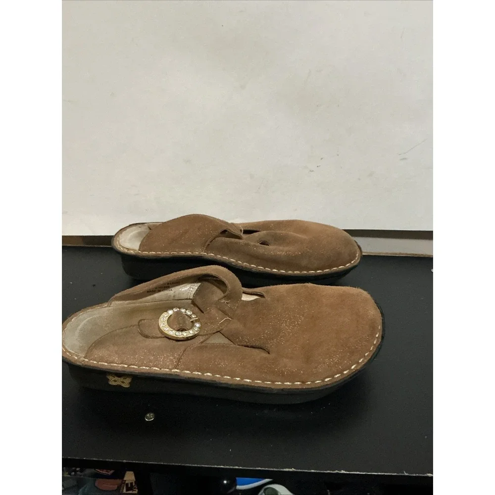 Alegria Seville Brown Suede Sparkle Clogs 41 (us 10)